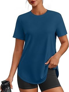PINSPARK Workout Tops for Women UPF 50+ Hip Length Athletic Shirts S-3XL