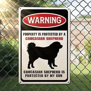 Gaugasian Shepherd Warning Metal Sign Dog Lovers Funny Gifts for Women Men Retro Garden Yard Bathroom Wall Decor 7x10.5 Inches