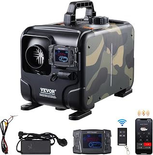 VEVOR 8KW Diesel Heater, 12V/24V All in One Diesel Air Heater, Bluetooth APP Control, Remote Control and Display Screen, CO Alarm, Fast Heating Horizontal Portable Diesel Heater for Vehicles, Garage