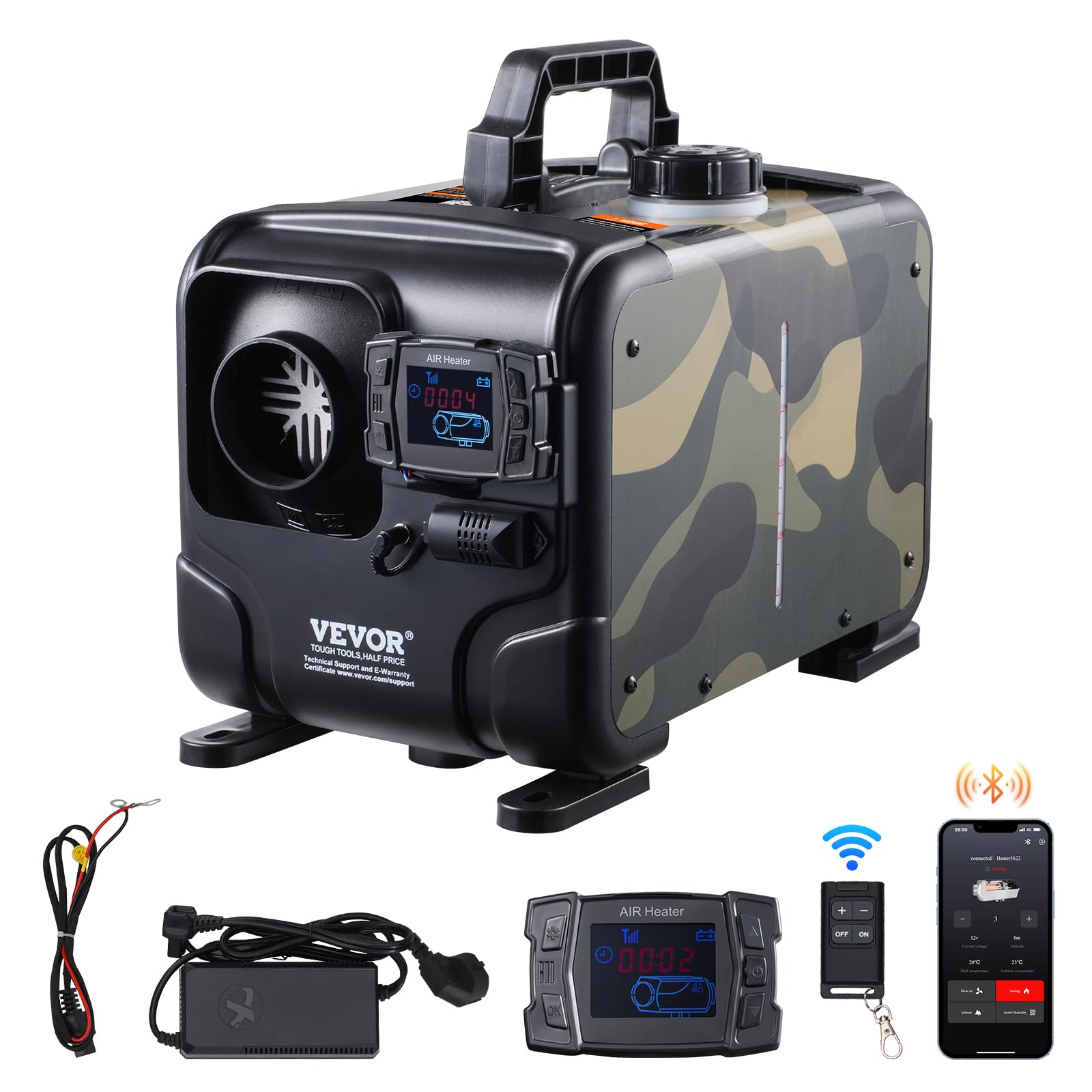 VEVOR 8KW Diesel Heater, 12V/24V All in One Diesel Air Heater, Bluetooth APP Con