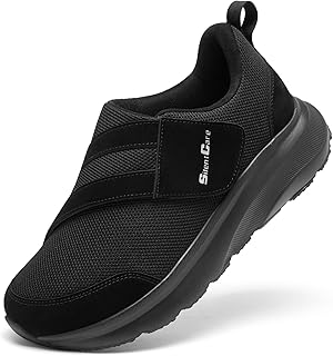 SILENTCARE Diabetic Shoes for Men, Extra Wide Slip On Shoes for Swollen Feet, Adjustable Hiking Shoes for Elderly, Pain Relief, Neuropathy