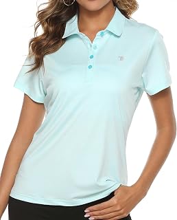 TBMPOY - Polo da golf da donna, leggera, traspirante, a maniche corte, ad asciugatura rapida, 4 bottoni - blu - M