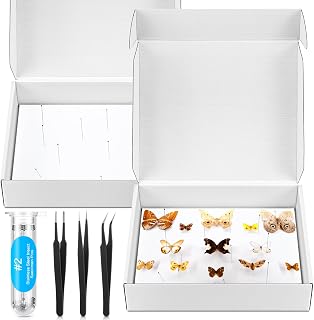 Taiyin 2 Sets Insect Pinning Kit, 100 Pins, 3 Tweezers for Specimens | Entomology Kit with Foam Pinning Boards for Bug Butterfly Specimen Collection Display Storage Boxes for Organized Mounting