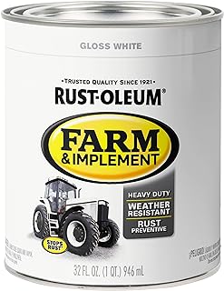 Rust-Oleum Farm & Implement Gloss White Paint | Tractor And Implement Coating, Equipment Restoration, Rust Prevention, Durable Outdoor Finish, Quart