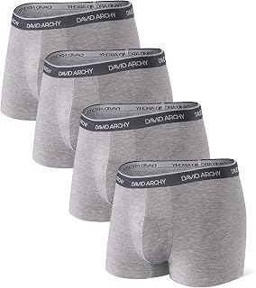DAVID ARCHY Men's Boxer Shorts Retro 3D Pocket Bulge Underpants Bamboo Underwear Base Ultra Soft Breathable 3/4 Pack