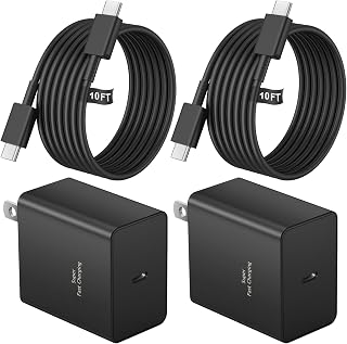 45W USB C Charger for Samsung Galaxy, 2 Pack Super Fast Charging Wall Charger Blocks with 2 x 10FT USB C to USB C Cables Compatible with Galaxy S25 Ultra/S24 Ultra/S23 Ultra and More