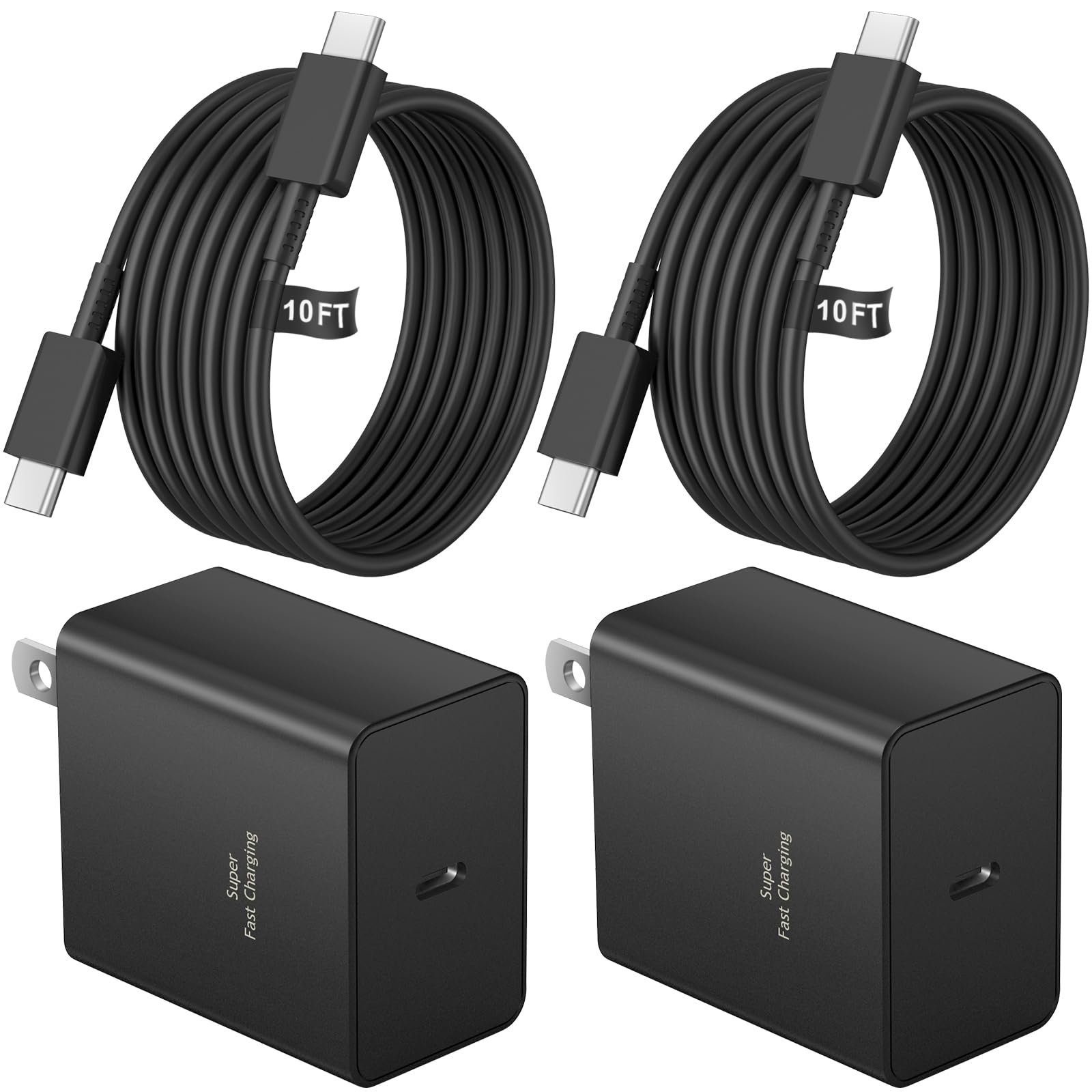 45W USB C Charger for Samsung Galaxy, 2 Pack Super Fast Charging Wall Charger Bl