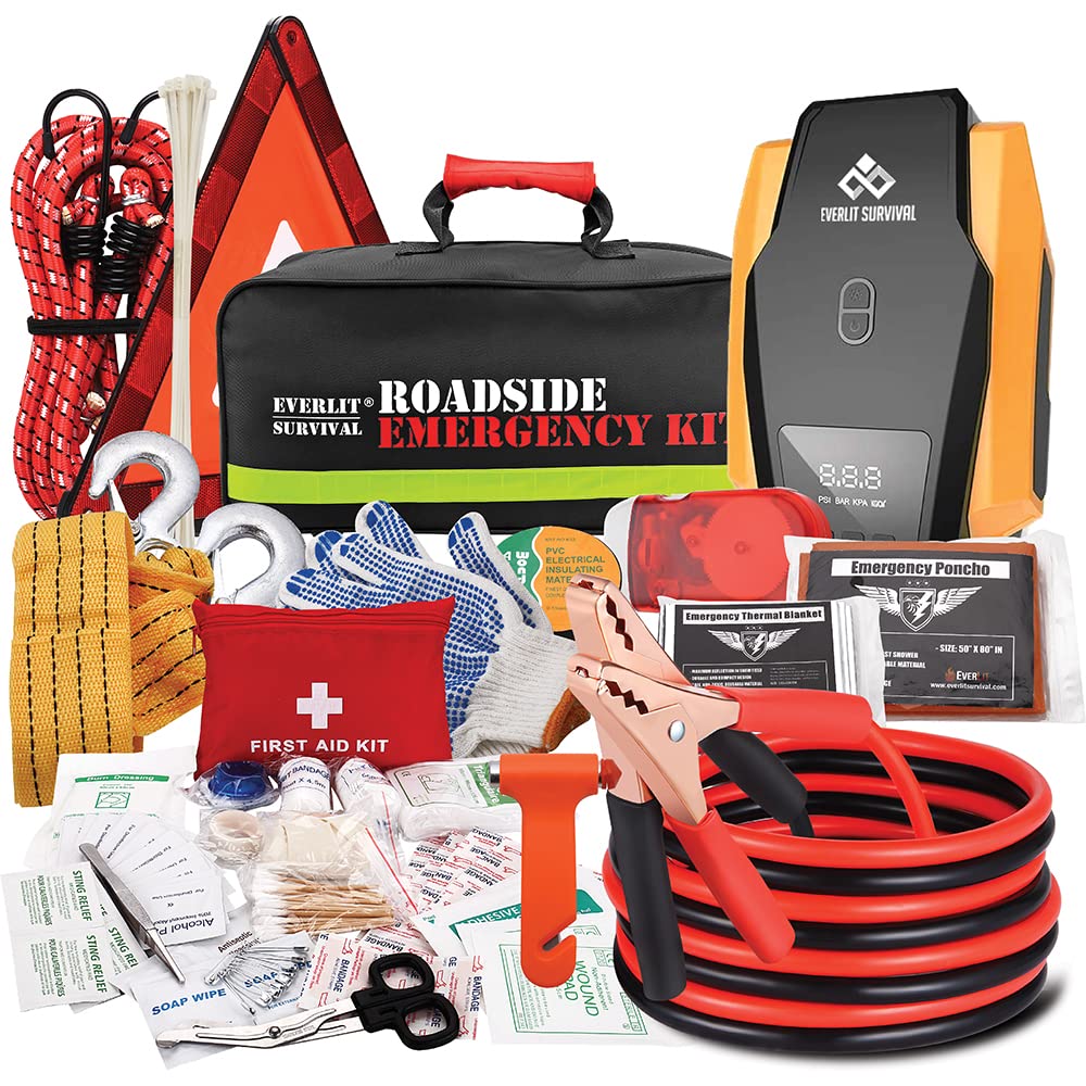 Everlit Survival Car Emergency Kit, Roadside Safety Tool Kit with Gloves,Digital