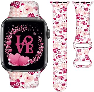 Holiday Watch Bands Compatible Watch 38mm 40mm 41mm 42mm for Women Men, Adjustable Soft Silicone Replacement Smartwatch Wristband for SE Series 8/7/6/5/4/3/2/1