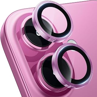 WSKEN for iPhone 16 Plus/iPhone 16 Camera Lens Protector - [Original Shooting Model] Shatterproof Ultra HD Tempered Metal Glass Camera Screen Protector Cover Film Accessories, Pink Titanium
