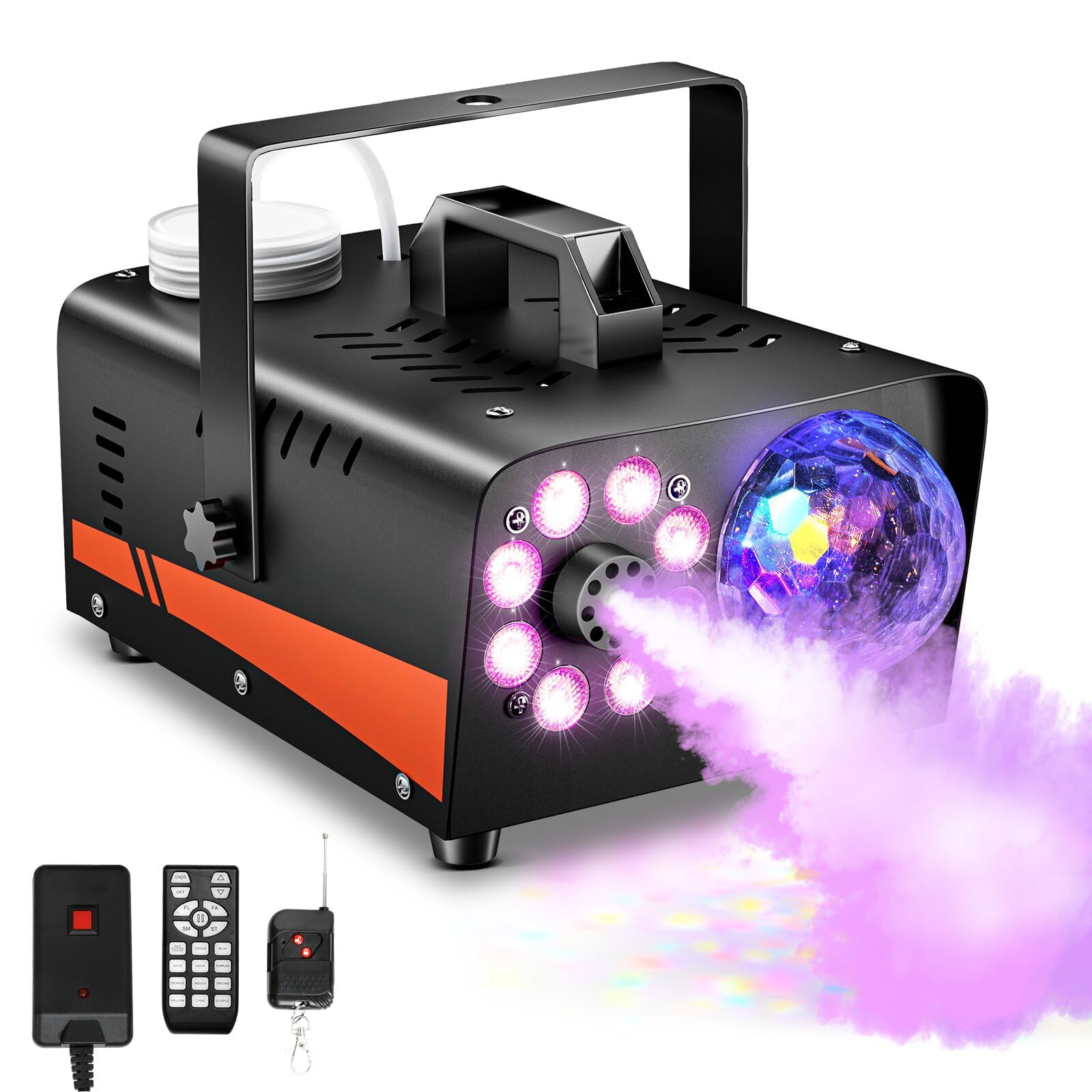 Dashsafe 800W Fog Machine, 4500CFM for Halloween, Disco Light & Remote | 13-Colo