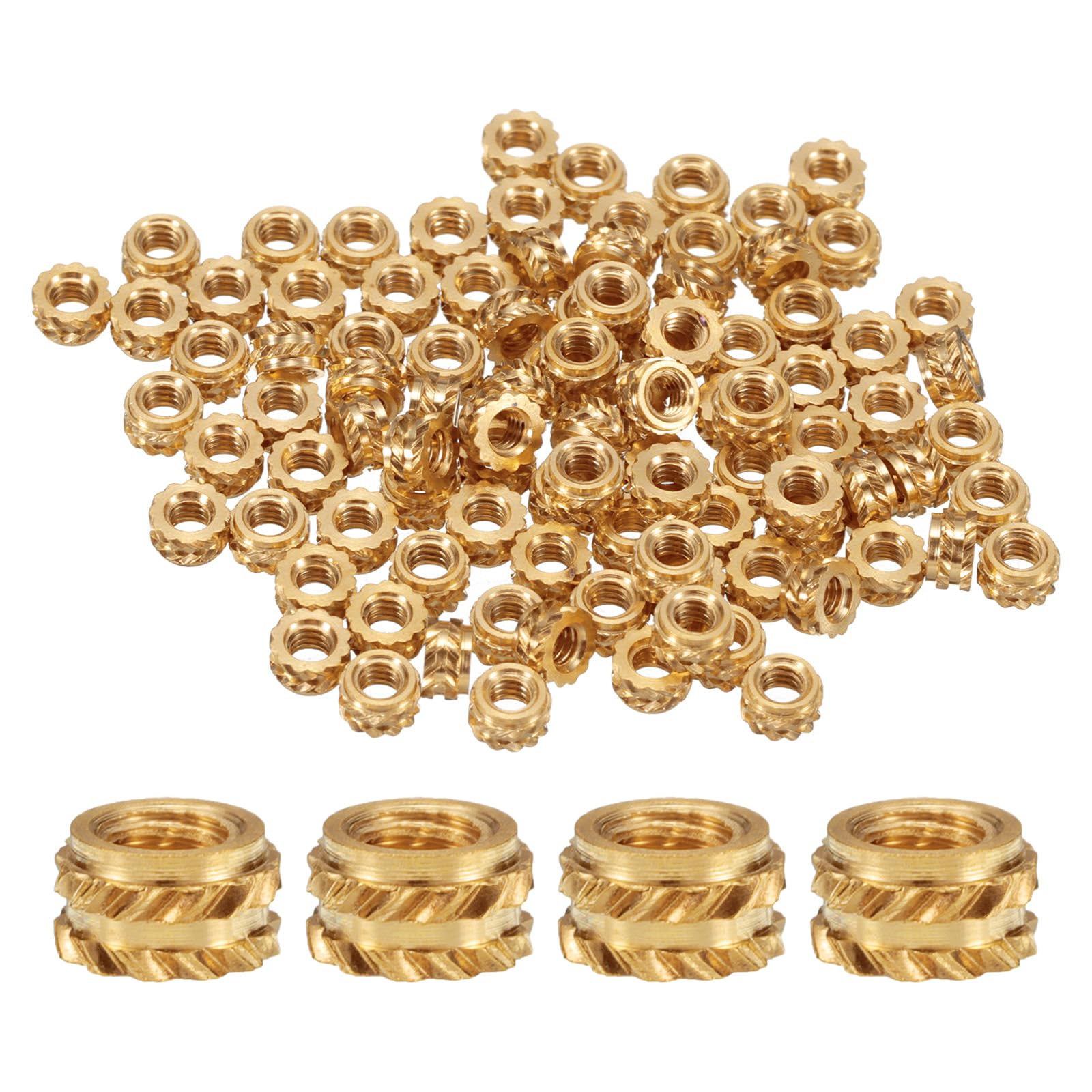100pcs M2 Threaded Insert Brass Heatset Insert M2x2mm, OD 3.5mm Knurled Insert N