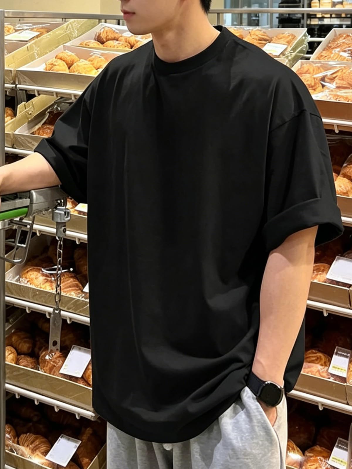 Mens Oversized T Shirts Short Sleeve Crew Neck Loose Fit Streetwear Casual Tee