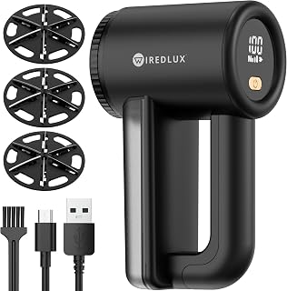 WiredLux Rechargeable Fabric Shaver - Electric Lint Remover for Clothes & Couch - Adjustable 3-Speed, 6-Leaf Blade, LED Display, USB Charging - Depiller with Dual Protection (Midnight Black)
