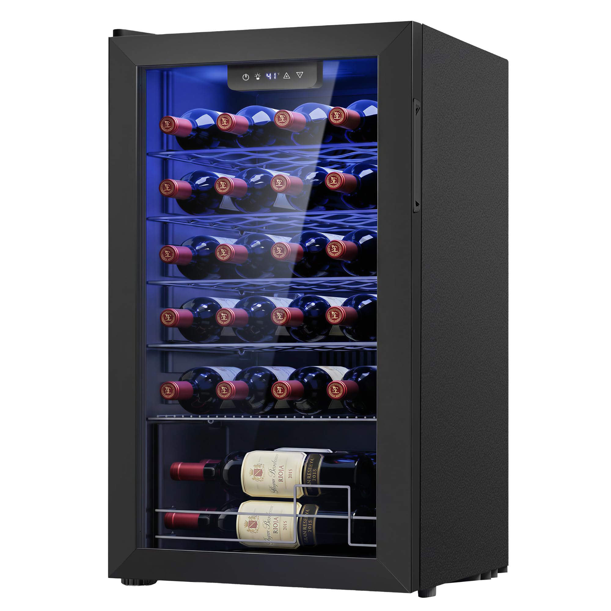 Icyglee 25 Bottle Wine Cooler Refrigerator,Freestanding Wine Fridge,Black | Comp
