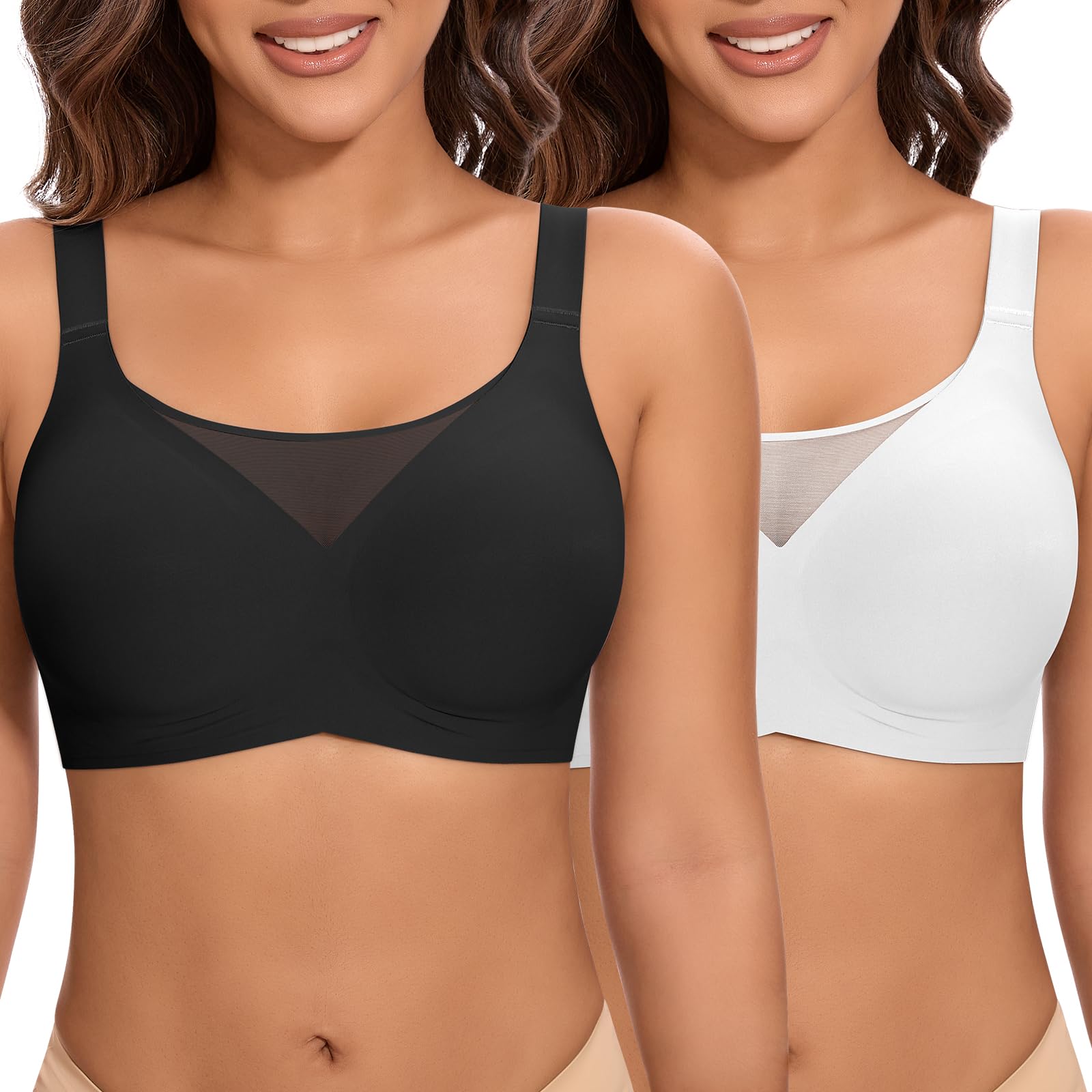 Jiuday Women's Bra without Underwire Large Breasts Strong Hold Soft Jelly Bra No