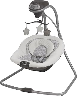 Graco Simple Sway Portable Baby Swing, Abbington | 6 Gentle Swing Speeds, 2 Vibration Settings,15 Songs & Sounds, Plush Seat, Infant Support, Comfortable, Elevated Fabrics