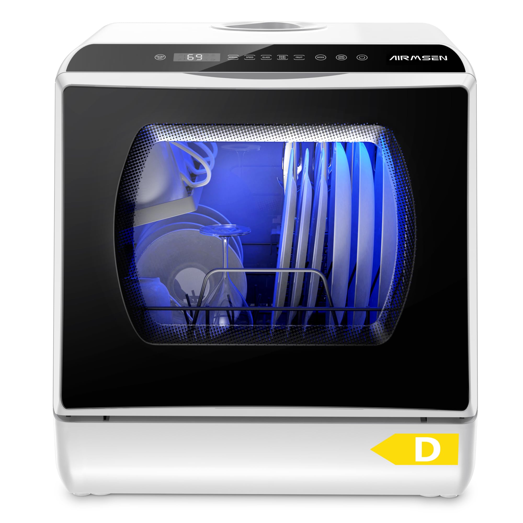 AIRMSEN Mini Table Top Dishwasher - Upgraded 6 Programs | Portable Countertop Di