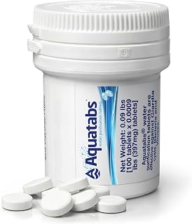 Aquatabs Water Purification Tablets, 397mg 100 Pack, Camping & Emergency | Water Filtration System for Boating, Marine, Survival Kit. Easy-to-use purifier treatment for safe drinking water
