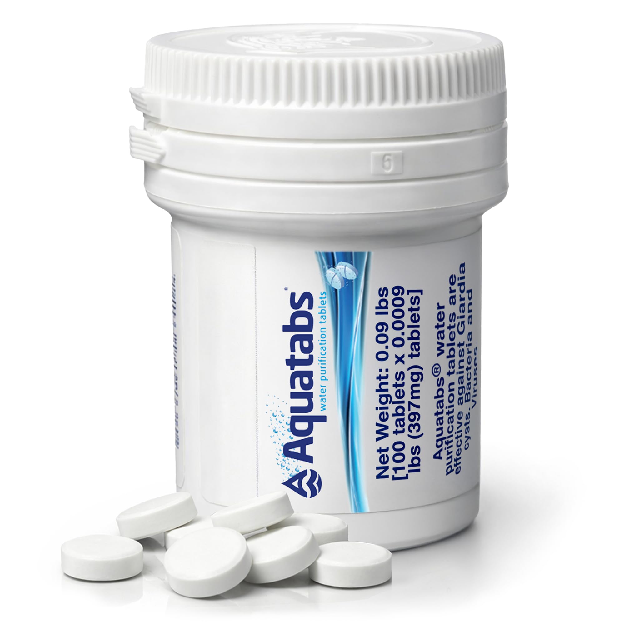 Aquatabs Water Purification Tablets, 397mg 100 Pack, Camping & Emergency | Water