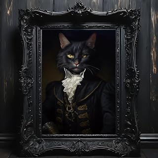 Tevenuktla Gothic Cat Canvas Wall Art Dark Black Cat Print Moody Cat Wall Art Gothic Animal Prints Vintage Moody Animal Prints Vintage Black Cat Art Poster 16x24inch No Frame