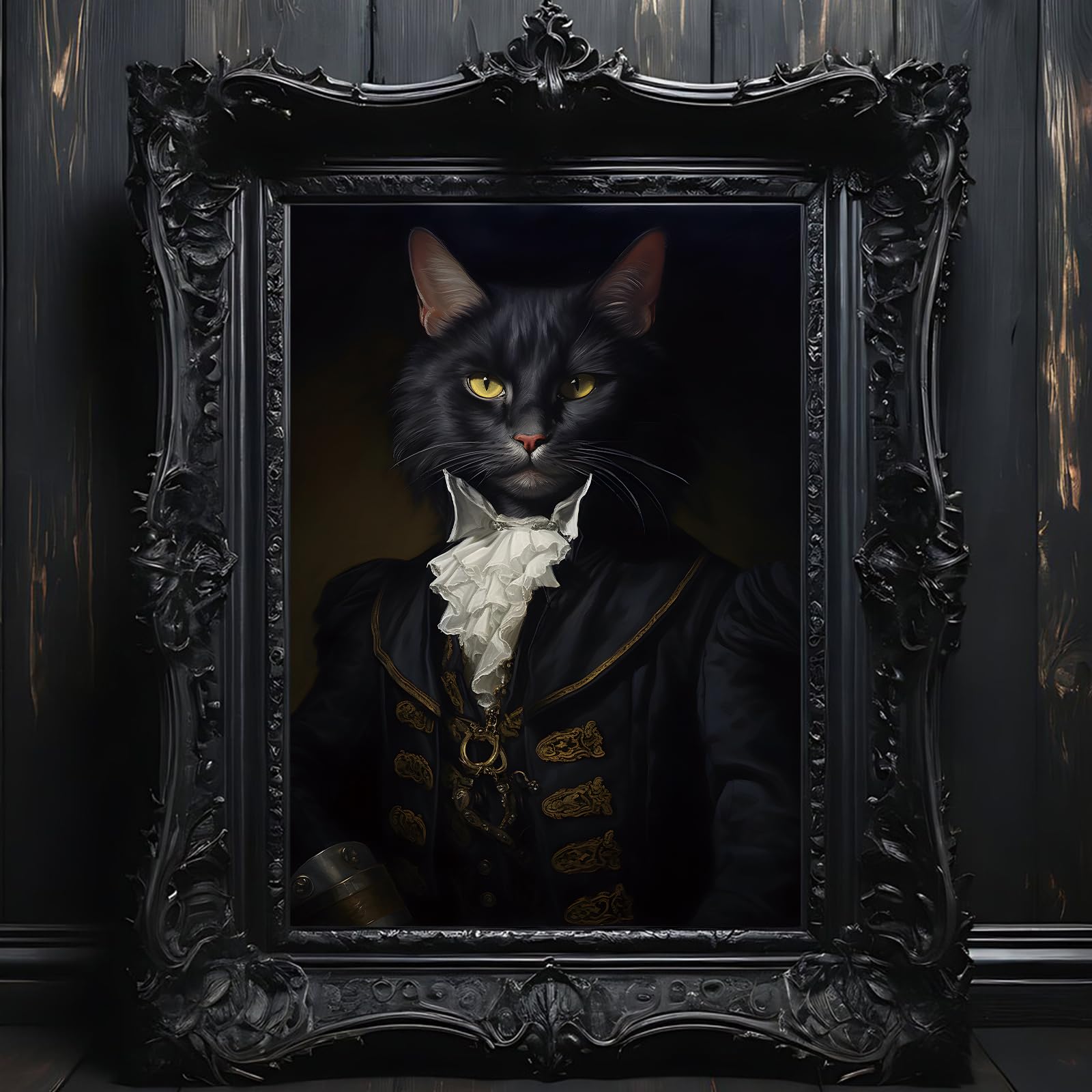 Tevenuktla Gothic Cat Canvas Wall Art Dark Black Cat Print Moody Cat Wall Art Go