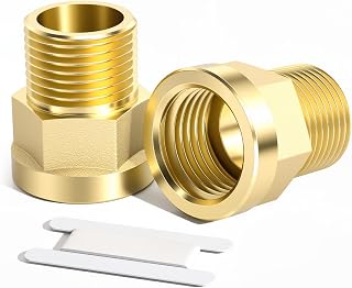 Bwintech 2 Pcs 3/4" Female to 3/4" Male BSP Thread Brass Hex Nipple Reducing Connector for Pipe Connecting Conversion