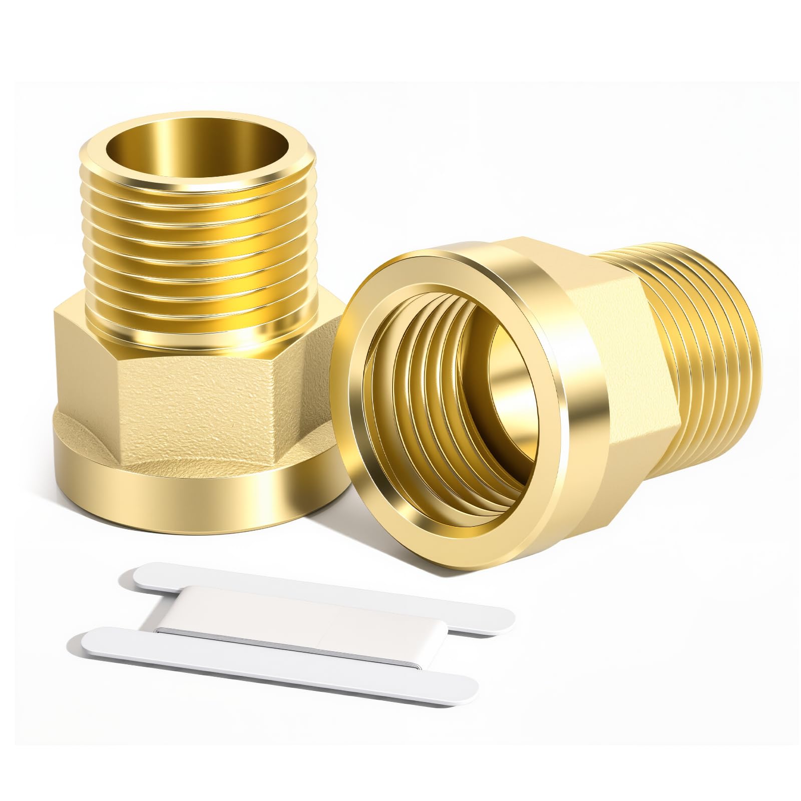 Bwintech 2 Pcs 3/4" Female to 3/4" Male BSP Thread Brass Hex Nipple Reducing Con