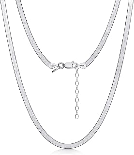 Amberta Women's 925 Sterling Silver Flat Snake Necklace
