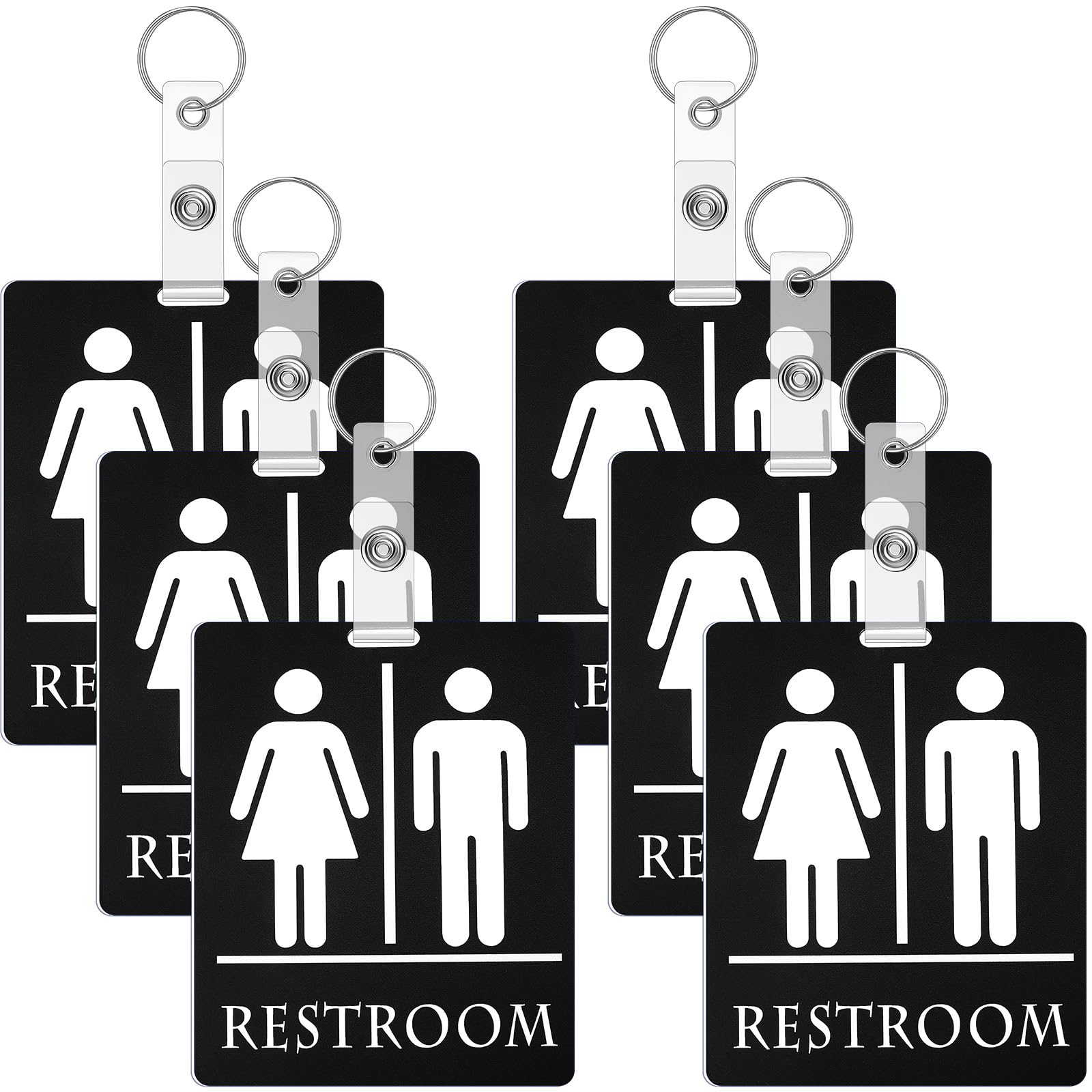 Gersoniel 6 Pcs Bathroom Pass Keychain with Ring for Classroom Hall, Black | Uni