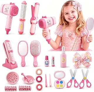Pretend Play Hair Salon Toy Set for Girls, Pretend Makeup for Toddlers | Pretend Play Hair Styling Kit for Girls, Role Play Dress Up Birthday Gifts for Girls, Perfect Gifts for 3 4 5 6 7 8 Old Girls