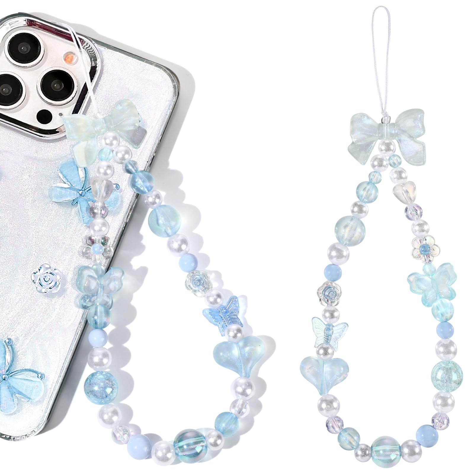 Neptniopllab Phone Charms Strap-Pink Bow Strawberry Cherry Charm Strap Universal