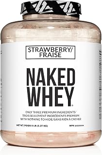 Strawberry Whey Protein - All Natural Grass Fed Whey Protein Powder + Dried Strawberries + Coconut Sugar- 5lb Bulk, Aid Muscle Growth & Recovery - 61 Servings