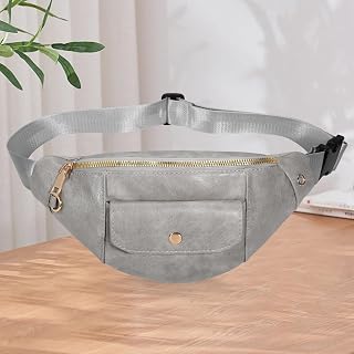 Mens Womens PU Waist Bag Waist Bag Waist Bag with Adjustable Strap and 4 Pockets Casual, Light Grey A, Pu chest pack with adjustable strap and 4 pockets