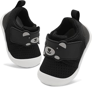 JOINFREE Baby Walking Wide Shoes Infant Boys Girls Breathable Barefoot Shoes Crib Tennis Shoes Lightweight Non-Slip Sneakers First Walkers
