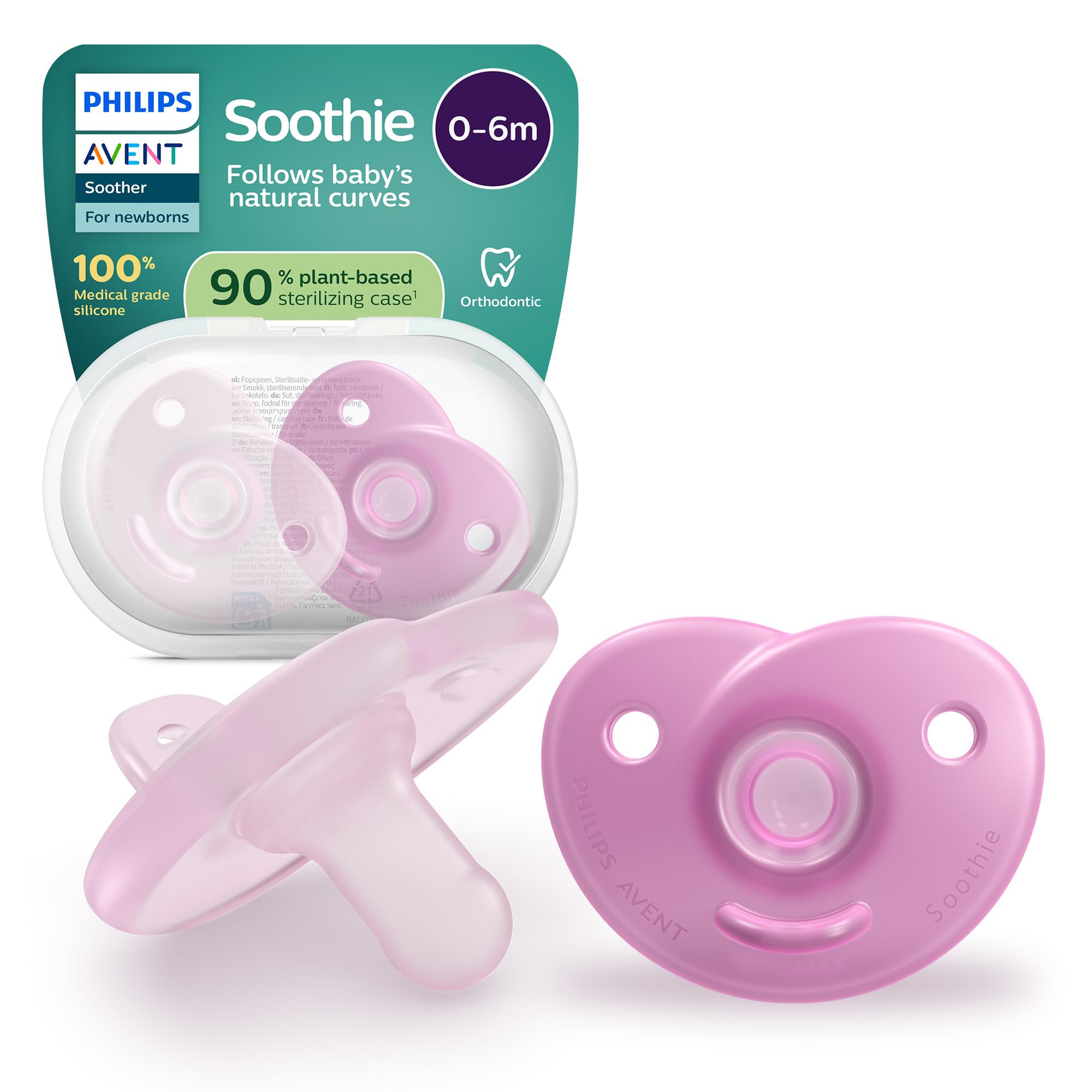 Philips Avent Soothie Soothers - One-Piece Silicone Design, Newborns, Flexible T