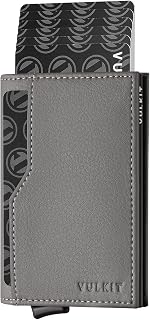 VULKIT Card Holder with ID Window Pop Up Cards Slim Leather Wallet RFID Protection Up to 12 Cards Card Case
