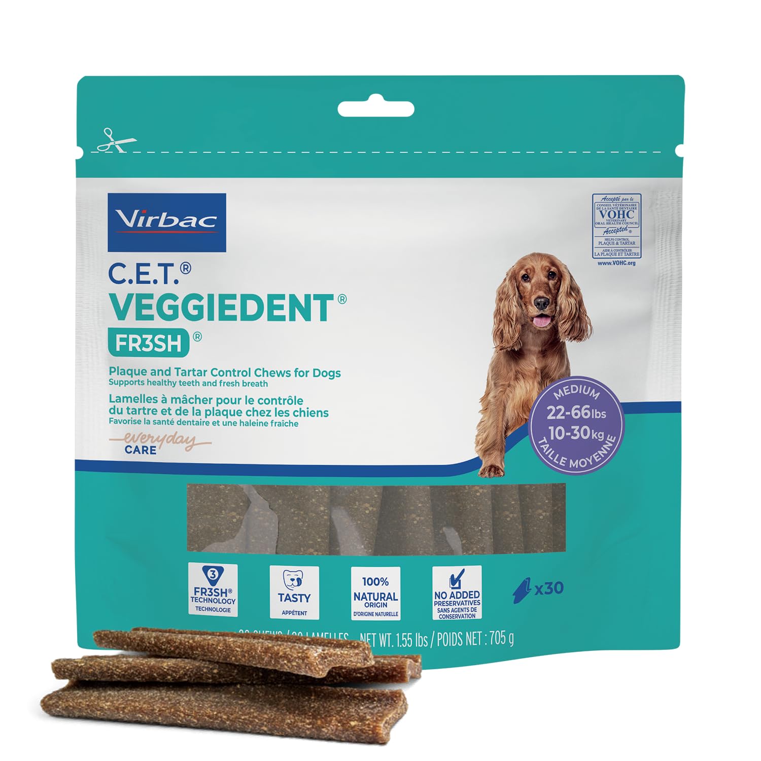 C.E.T. Veggiedent Fr3sh Plaque and Tartar Control Chews for Dogs, Medium | Vet r