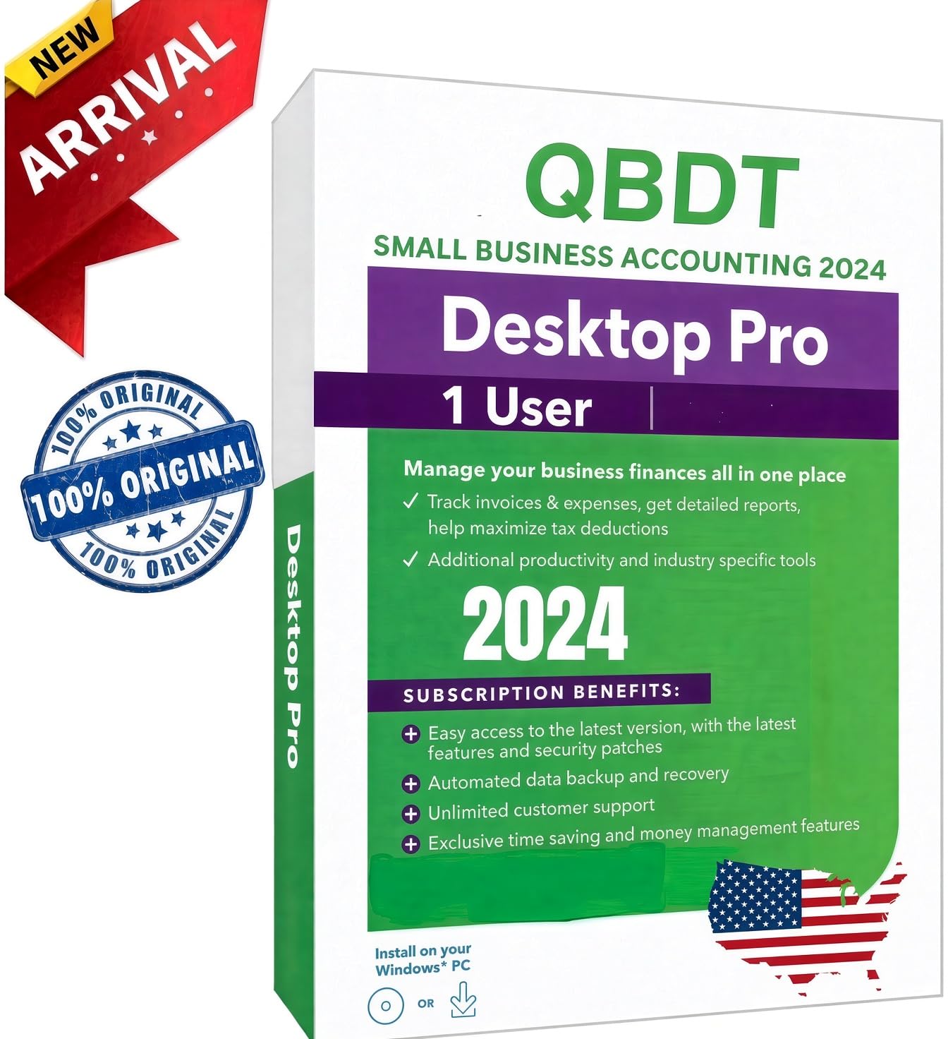 Quick-Book Desktop Pro" Plus 2024 | 1 User | LIFETIME Version | NO DVD | Amazon 