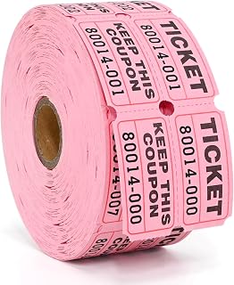 L LIKED 1000 Pairs Raffle Tickets, 50/50 Raffle Tickets Double Roll, Pink | Consecutive Serial Numbers, for Events, Entry, Class Reward & Prizes