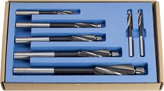 CME 7 pc M2 High-Speed Steel Counterbore Set, 3 Fl, #6 to 1/2" | Built-in pilots keep cuts aligned, flat-bottom recesses seat cap screws flush, tough red-hard steel, storage case