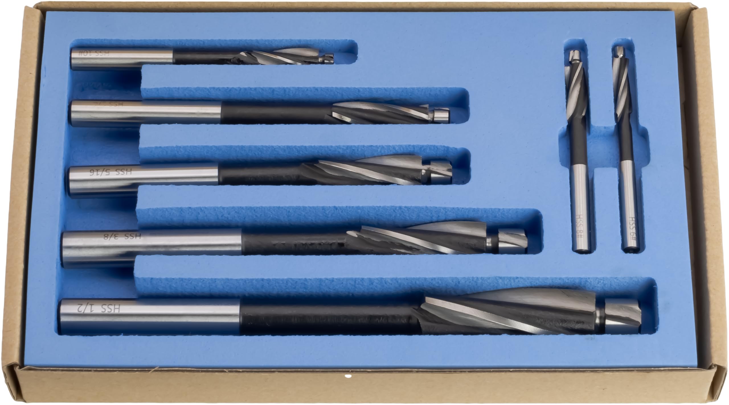 CME 7 pc M2 High-Speed Steel Counterbore Set, 3 Fl, #6 to 1/2" | Built-in pilots