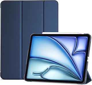 ProCase for iPad Air 11-inch Case M4/M3/M2, Air 5th/4th Gen 10.9,Navy | Pencil Compatible, iPad Air Case 2026/2025/2024/2022/2020, Hard Frosted Back, Slim Trifold Stand Cover, Auto Sleep/Wake