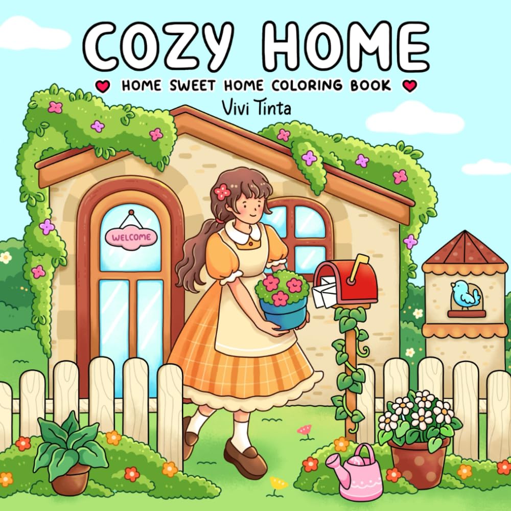 Home Sweet Home: Coloring Book for Adults & Teens Featuring Charming Cottages, B