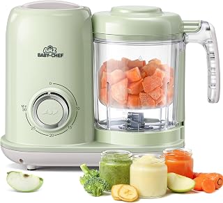 AMZBabyChef Baby Food Maker Blender: 4-in-1 Steamer and Puree Processor | All-in-One, for Fresh Baby Food, Starting Solids, 6+ Months, BPA-Free, Tritan Material, Baby Shower Gifts, Green