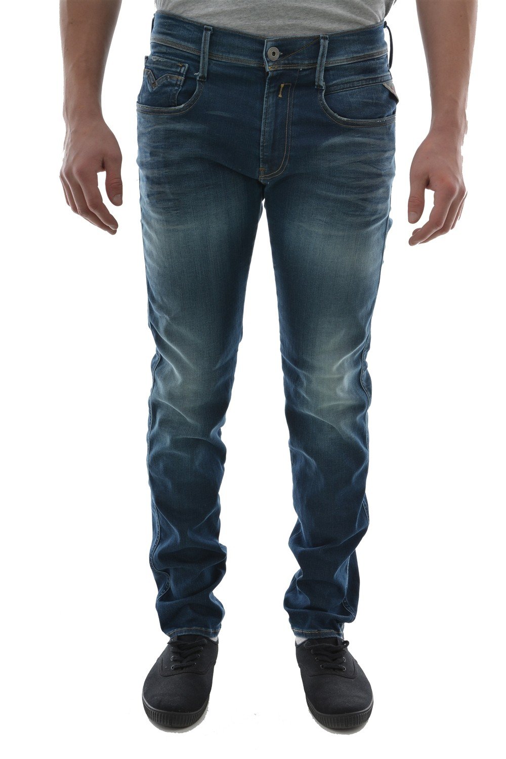 Replay Anbass Men's Slim Fit Hyperflex White Shades Stretch Jeans