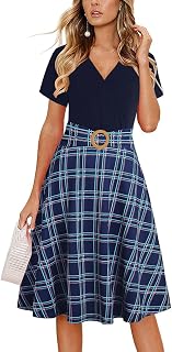 Summer Dresses for Women 2026 Elegant Deep V Neck Short Sleeve Casual Knee Length New Midi Dress with Pockets DJ980