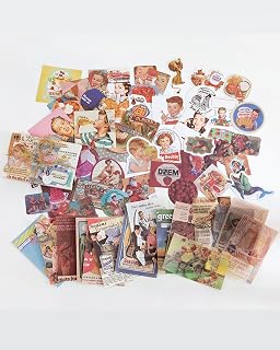 60 Pieces Vintage Scrapbooking Supplies Kit, Junk Journal Ephemera Pack with Washi Stickers, Matte Paper Designs for Journals, Planners, Collage, and DIY Projects