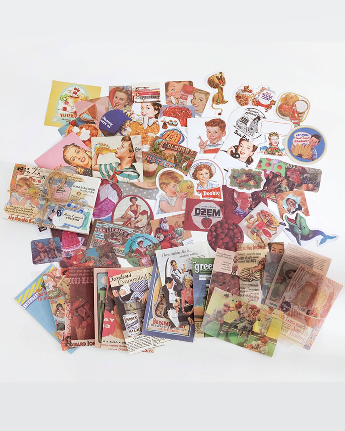 60 Pieces Vintage Scrapbooking Supplies Kit, Junk Journal Ephemera Pack with Was
