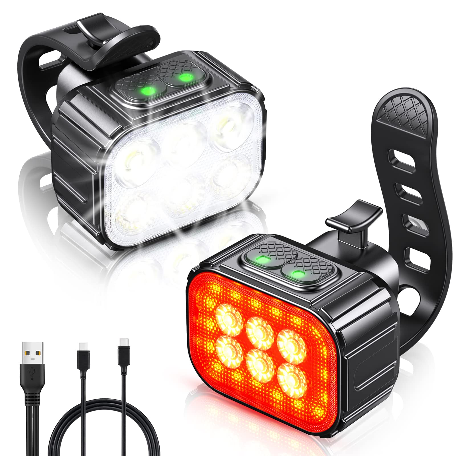 CIRYCASE Lumiere Velo avec Spot et Faisceau d'Inondation, 2×4 + 2×6 Modes | Kit 